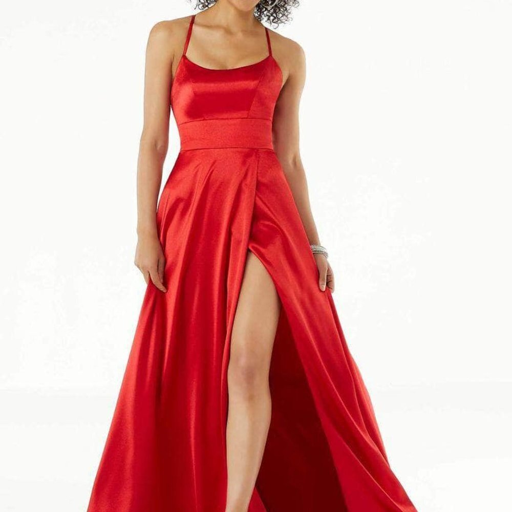 NWT MGNY by Mori Lee 45075SC Satin Prom Dress Red size 18,16,12, 8, 6 & 2